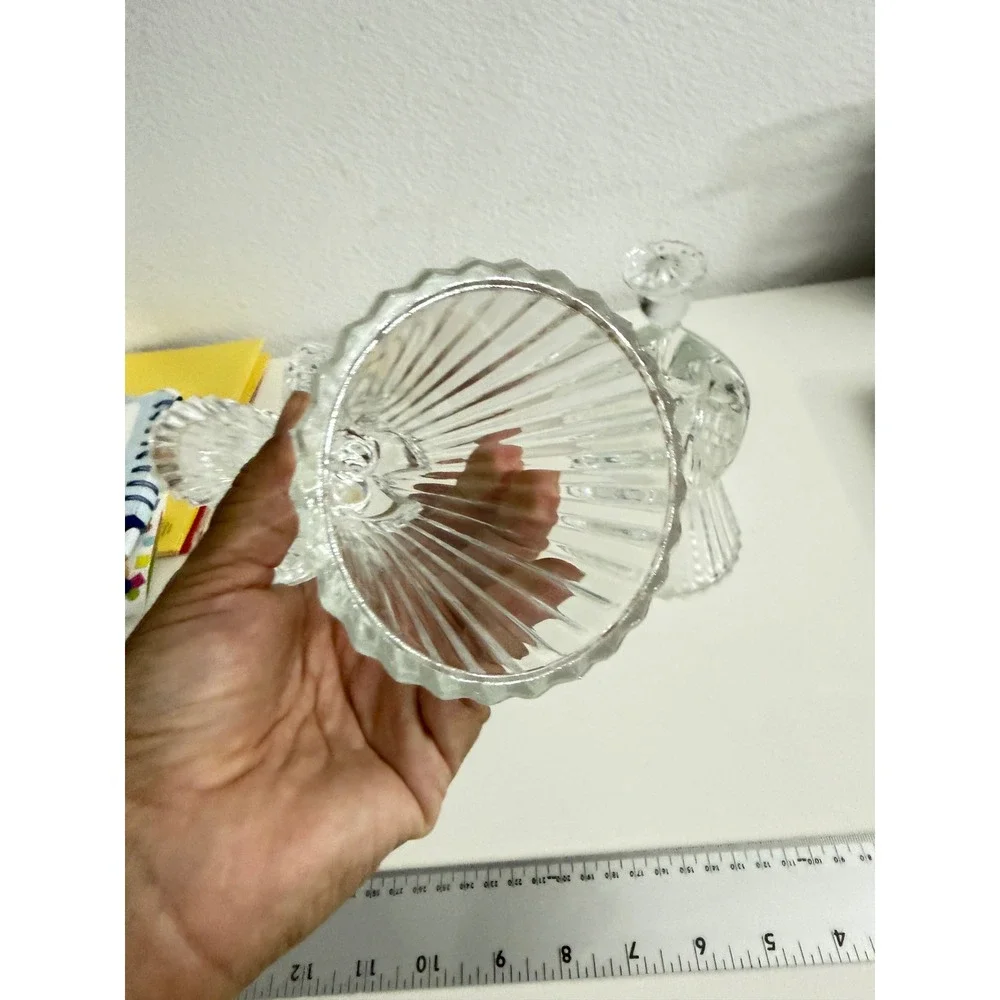 Vintage Clear Pressed Glass Angel Candle Holders Pair Praying Wings 7.5 Inch